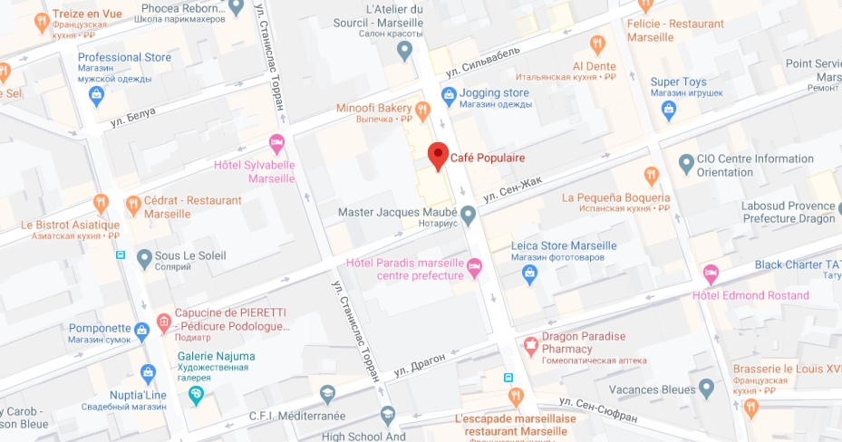 Café Populaire на карте Марселя Расположение Café Populaire