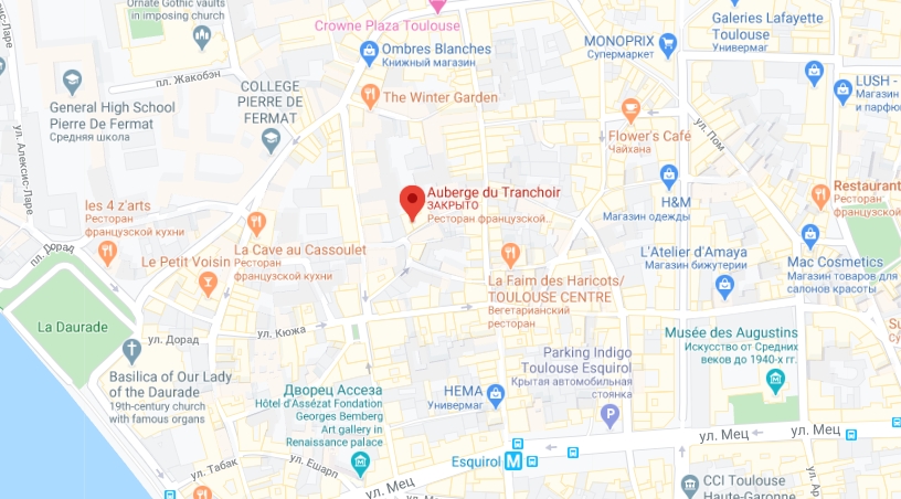 L’Auberge du Tranchior на карте Тулузы Расположение L’Auberge du Tranchior